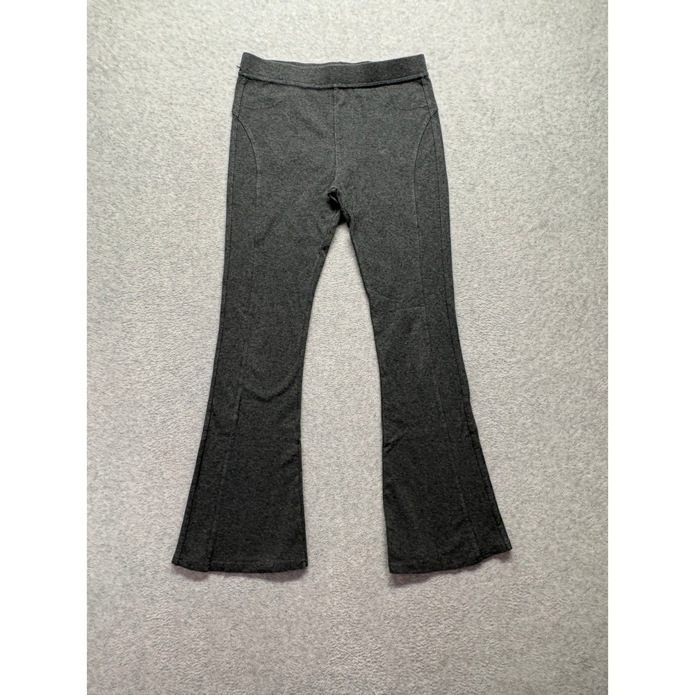 Altau Fig Charcoal Gray Flare Leggings Elastic Waist Seam Detail Pants